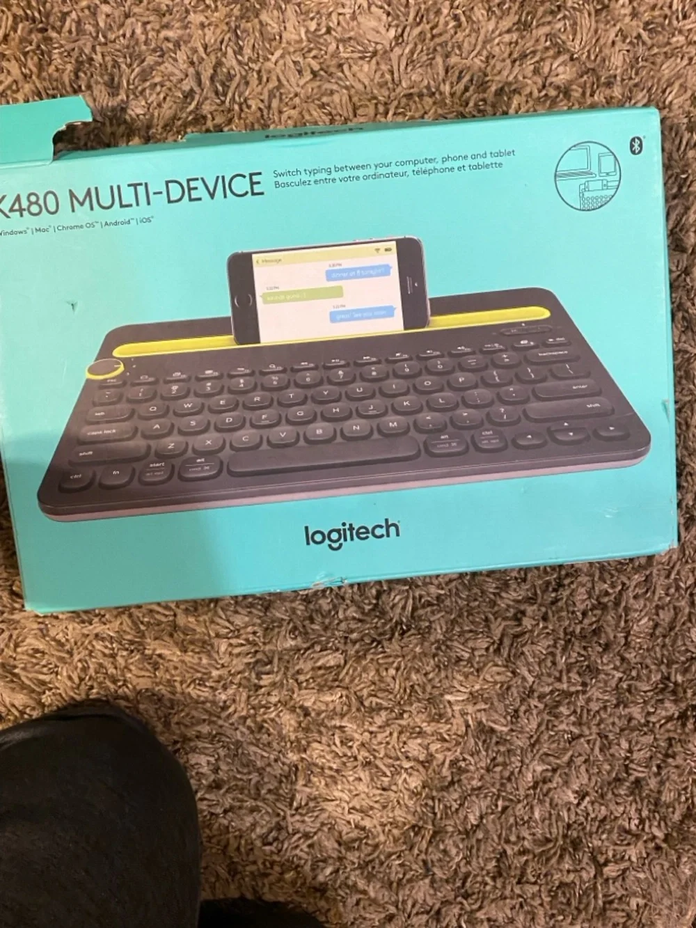 Logitech Bluetooth Multi-Device Keyboard in Black with Lime Accent